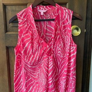 Lilly Pulitzer Tunic Top Blouse Womens S Pink Dahlia 100% Silk Barbiecore